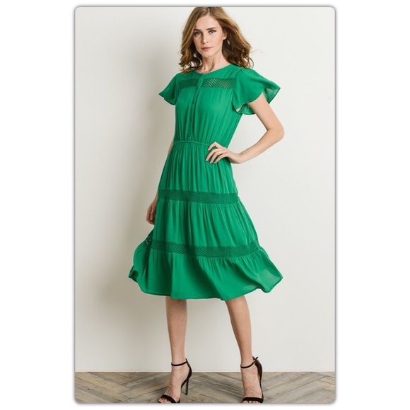 kelly green midi dress